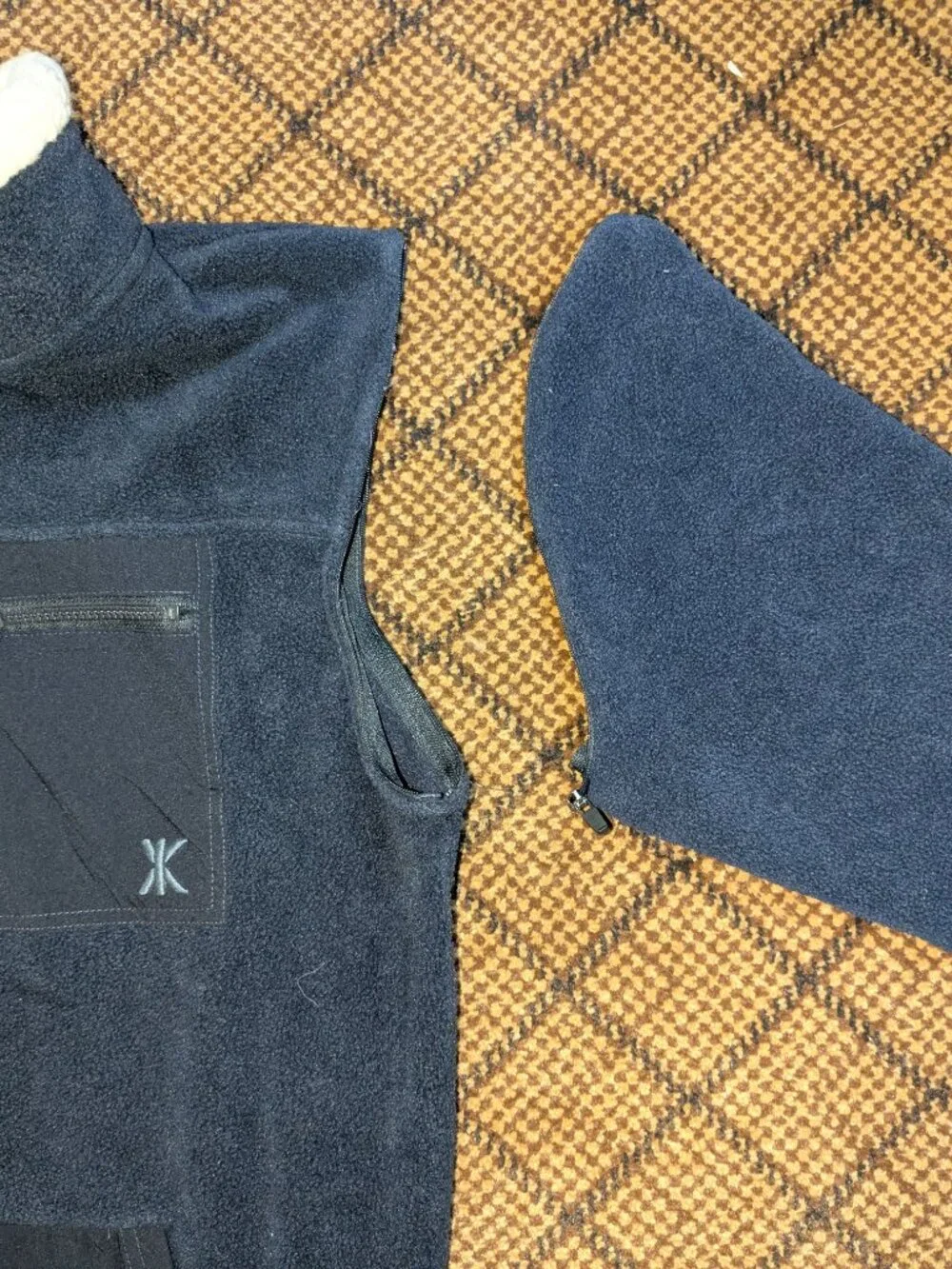 Onepiece Norway Navy Blue Fleece Jumpsuit Medium Sherpa Collar Mens Lounge Zip - Picture 14 of 16